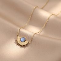 Simple Style Geometric Titanium Steel Necklace Inlaid Gold Turquoise Stainless Steel Necklaces sku image 2
