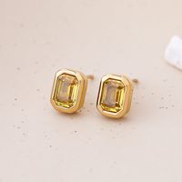 Simple Style Geometric Titanium Steel Ear Studs Inlay Zircon Stainless Steel Earrings 1 Pair main image 3