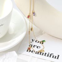 Simple Style Square Titanium Steel Necklace Inlaid Gold Zircon Stainless Steel Necklaces main image 5