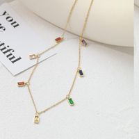 Simple Style Square Titanium Steel Necklace Inlaid Gold Zircon Stainless Steel Necklaces main image 4