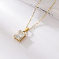 Fashion Geometric Titanium Steel Necklace Inlay Zircon Stainless Steel Necklaces sku image 1