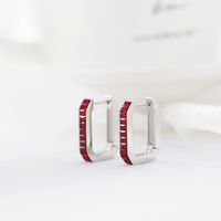 Fashion Geometric Titanium Steel Hoop Earrings Inlay Zircon Stainless Steel Earrings 1 Pair sku image 2