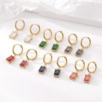 Retro Round Square Titanium Steel Drop Earrings Inlay Zircon Stainless Steel Earrings 1 Pair main image 2