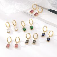 Retro Round Square Titanium Steel Drop Earrings Inlay Zircon Stainless Steel Earrings 1 Pair main image 3