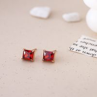 Fashion Square Titanium Steel Ear Studs Inlay Zircon Stainless Steel Earrings 1 Pair main image 5