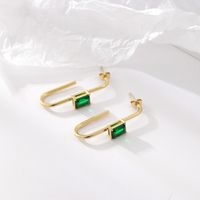 1 Pair Classic Style Geometric Plating Inlay Stainless Steel Zircon 14k Gold Plated Earrings sku image 6