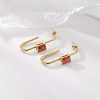1 Pair Classic Style Geometric Plating Inlay Stainless Steel Zircon 14k Gold Plated Earrings sku image 3