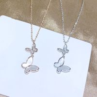 Fashion Butterfly Copper Necklace Gold Plated Shell Zircon Copper Necklaces 1 Piece main image 4