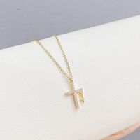 Fashion Cross Copper Necklace Gold Plated Zircon Copper Necklaces 1 Piece main image 1