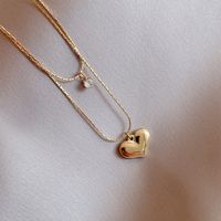 Fashion Heart Shape Titanium Steel Necklace Inlaid Zircon Stainless Steel Necklaces main image 2