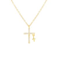 Fashion Cross Copper Necklace Gold Plated Zircon Copper Necklaces 1 Piece main image 4