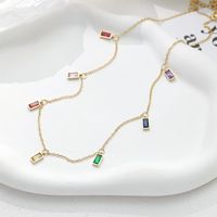 Simple Style Square Titanium Steel Necklace Inlaid Gold Zircon Stainless Steel Necklaces main image 1