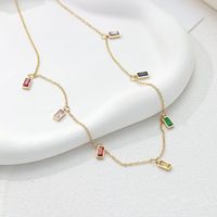 Simple Style Square Titanium Steel Necklace Inlaid Gold Zircon Stainless Steel Necklaces main image 2
