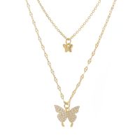 Fashion Butterfly Copper Layered Necklaces Gold Plated Zircon Copper Necklaces 1 Piece main image 4