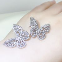 Elegant Butterfly Copper Ear Studs Plating Zircon Copper Earrings 1 Pair main image 3