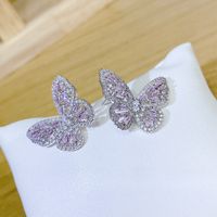 Elegant Butterfly Copper Ear Studs Plating Zircon Copper Earrings 1 Pair main image 4