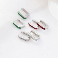 Fashion Geometric Titanium Steel Hoop Earrings Inlay Zircon Stainless Steel Earrings 1 Pair main image 2