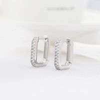 Fashion Geometric Titanium Steel Hoop Earrings Inlay Zircon Stainless Steel Earrings 1 Pair sku image 1