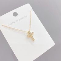 Fashion Cross Copper Necklace Gold Plated Zircon Copper Necklaces 1 Piece main image 5