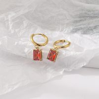 Retro Round Square Titanium Steel Drop Earrings Inlay Zircon Stainless Steel Earrings 1 Pair sku image 3