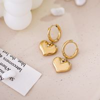 1 Pair Retro Geometric Heart Shape Plating Titanium Steel Drop Earrings main image 6