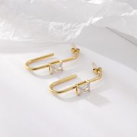 1 Pair Classic Style Geometric Plating Inlay Stainless Steel Zircon 14k Gold Plated Earrings sku image 1