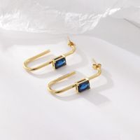 1 Pair Classic Style Geometric Plating Inlay Stainless Steel Zircon 14k Gold Plated Earrings sku image 5