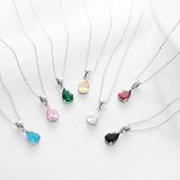 Fashion Water Droplets Titanium Steel Necklace Inlay Zircon Stainless Steel Necklaces main image 3