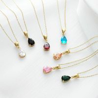 Fashion Water Droplets Titanium Steel Necklace Inlay Zircon Stainless Steel Necklaces main image 2