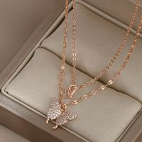 Fashion Butterfly Copper Layered Necklaces Gold Plated Zircon Copper Necklaces 1 Piece main image 3