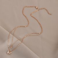 Fashion Butterfly Copper Layered Necklaces Gold Plated Zircon Copper Necklaces 1 Piece main image 2