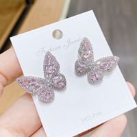 Elegant Butterfly Copper Ear Studs Plating Zircon Copper Earrings 1 Pair main image 1