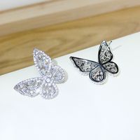 Elegant Butterfly Copper Ear Studs Plating Zircon Copper Earrings 1 Pair main image 2