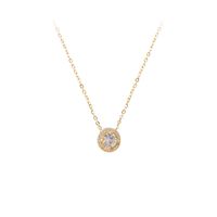 Luxurious Round Copper Necklace Gold Plated Zircon Copper Necklaces 1 Piece main image 3