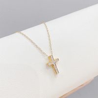 Fashion Cross Copper Necklace Gold Plated Zircon Copper Necklaces 1 Piece main image 3