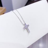 Fashion Cross Copper Necklace Gold Plated Zircon Copper Necklaces 1 Piece main image 2