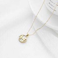 Elegant Human Plant Stainless Steel Plating Inlay Shell White Gold Plated Gold Plated Pendant Necklace sku image 2