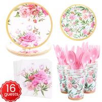 Birthday Flower Paper Party Tableware main image 2