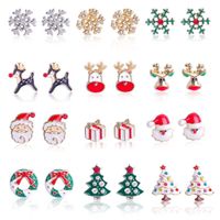 Fashion Christmas Tree Santa Claus Snowflake Alloy Inlay Rhinestones Women's Ear Studs main image 1