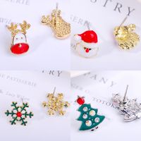 Fashion Christmas Tree Santa Claus Snowflake Alloy Inlay Rhinestones Women's Ear Studs main image 2