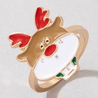 European And American Cross-border New Christmas Oil Drop Ring Four-piece Set Of Elk Geometric Ring Set sku image 1