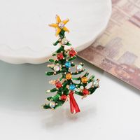 Cute Christmas Tree Heart Shape Alloy Plating Artificial Diamond Unisex Brooches 1 Piece sku image 2