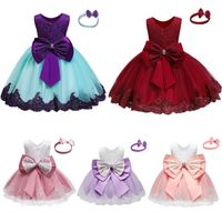 Fashion Color Block Big Bow Cotton Blend Polyester Girls Dresses main image 6