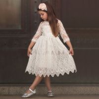 Fashion Solid Color Bowknot Cotton Blend Polyester Girls Dresses sku image 9