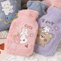 Soft Rabbit Fur Hot Water Bag Water Injection Hand Warmer Thickened Explosion-proof Plush Cartoon Large Hot-water Bag Wholesale Direct Sales main image 4