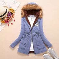 Femmes Décontractée Couleur Unie Fermeture Éclair Manteau Vêtements En Coton main image 3