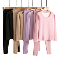 Women's Solid Color Polyester Pants Sets main image 3