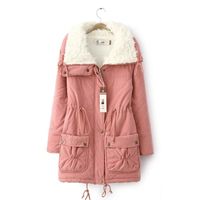 Women's Fashion Solid Color Single Breasted Coat Cotton Clothes main image 4