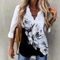 Women's T-shirt Long Sleeve Blouses Printing Ruffles Fashion Flower main image 5