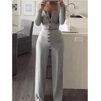 Women's Fashion Solid Color Polyester Rib Fabrics Patchwork Pants Sets main image 3